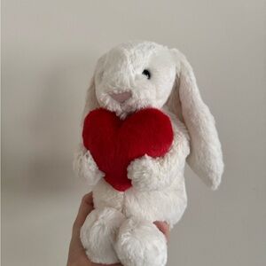 Jellycat Medium Bashful Red Love Heart Bunny Authentic NWT